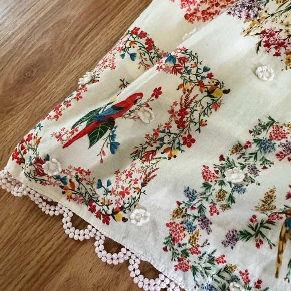 Farm Rio Delicate Forest Scarves Square Neck Blouse Size Medium - Picture 4 of 9